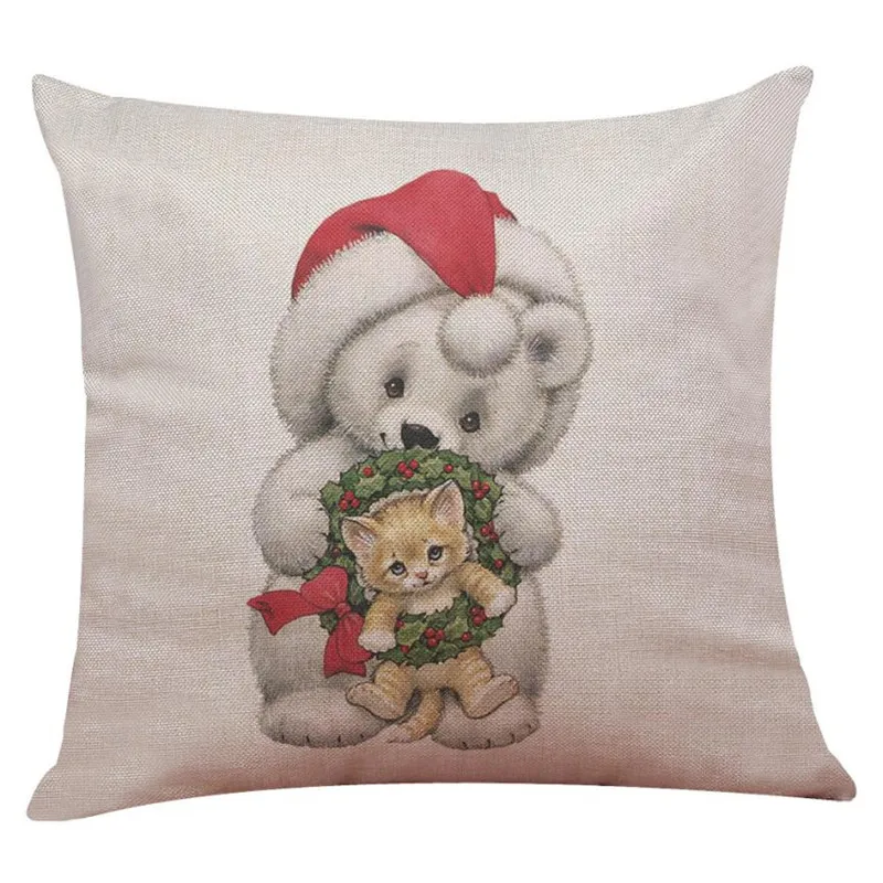 New Christmas Cotton Linen Pillow Case Sofa Cushion Cover Home Decor02