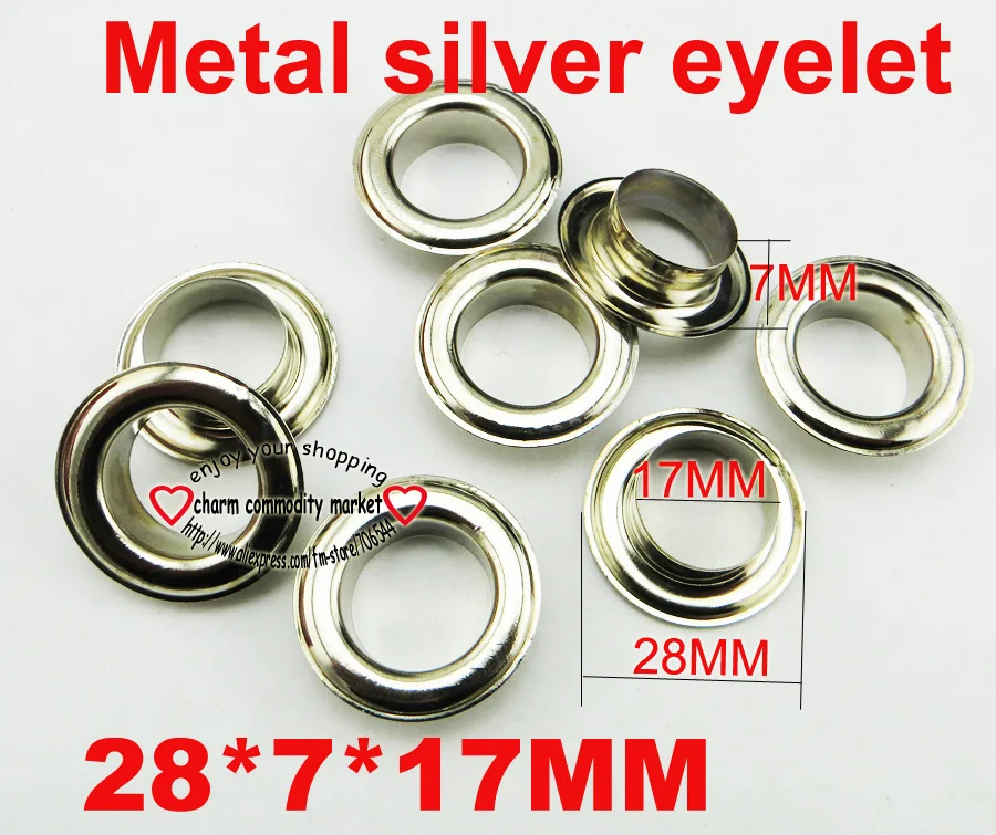 100PCS 28*77*7MM metal silver EYELET button sewing clothes accessory