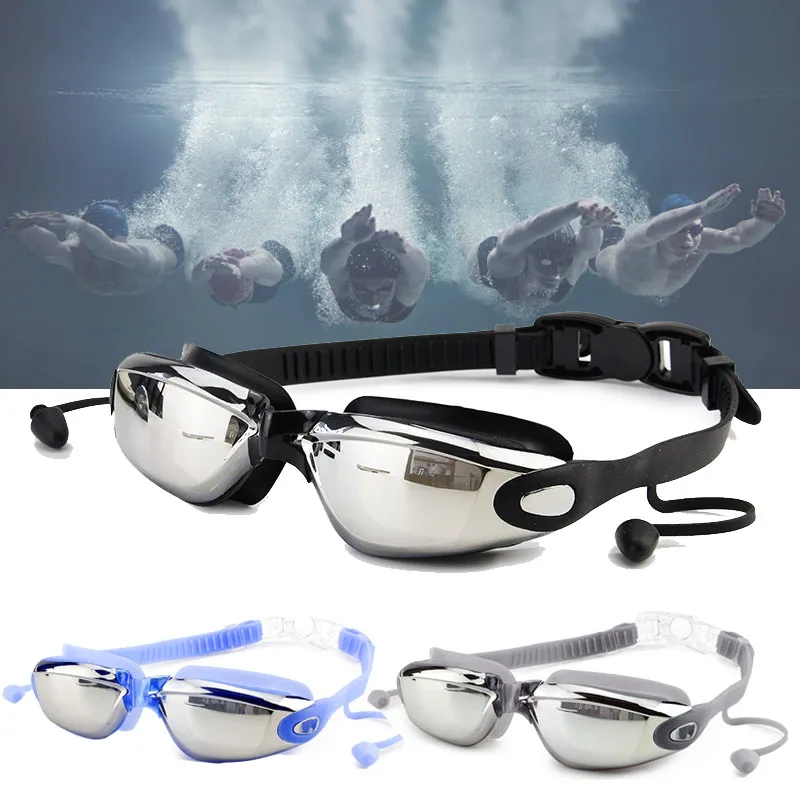 

Waterproof Swim Eyewear lunette plongee Anti fog Diopter Swimming Googles with Earplugs for Adult Sports Goggles