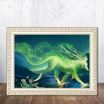 

5D DIY Diamond Painting Cross stitch Animated deer Pattern Wall Sticker Mythical Animals Mosaic Diamond Embroidery