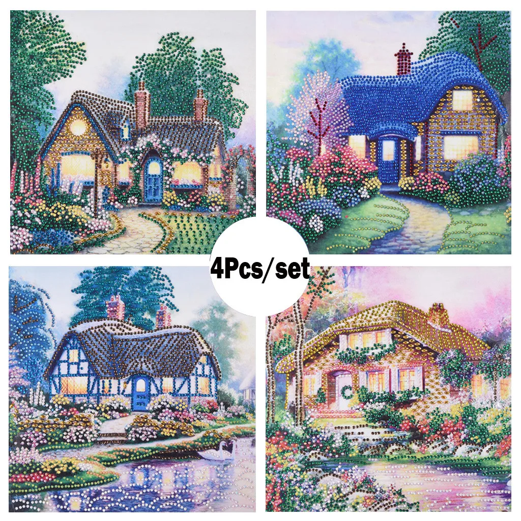 

4Pcs/Set Special Shaped Diamond Painting DIY 5D Partial Drill Cross Stitch Kits diamond painting full square accessories