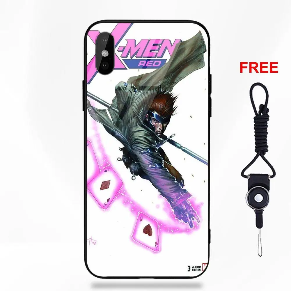 Vvcqod For Apple iPhone X XS Max XR 5 5C 5S SE 6 6S 7 8 Plus Soft TPU Frame+Tempered Glass Cover Comics Marvel Gambit Vvcqod For Apple iPhone X XS Max XR 5 5C 5S SE 6 6S 7 8 Plus Soft TPU Frame+Tempered Glass Cover Comics Marvel Gambit