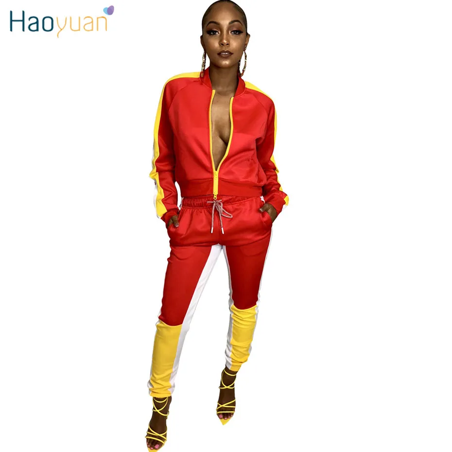 

HAOYUAN Plus Size 2 Piece Set Sweatsuit Autumn Outfits Jacket Top+Pants Sweat Suits Two Piece Matching Sets Tracksuit Women