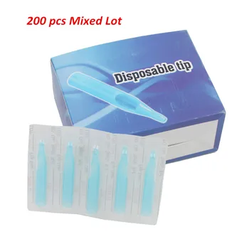 

200 pcs Mixed Lot Disposable Sterile Tattoo Needle Tips Round Flat Diamond Plastic Tubes Needles Supplies