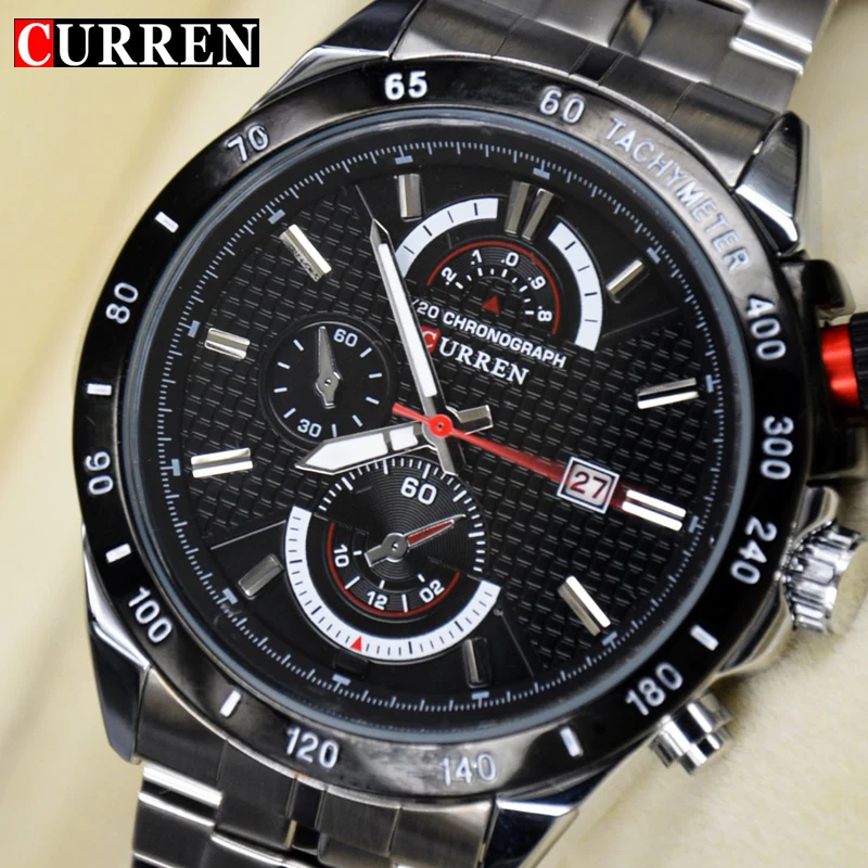 

Curren Top brand full Stainless steel Quartz Watch MEN'S Male clock fashion military Army dress Wristwatch Relogio Masculino