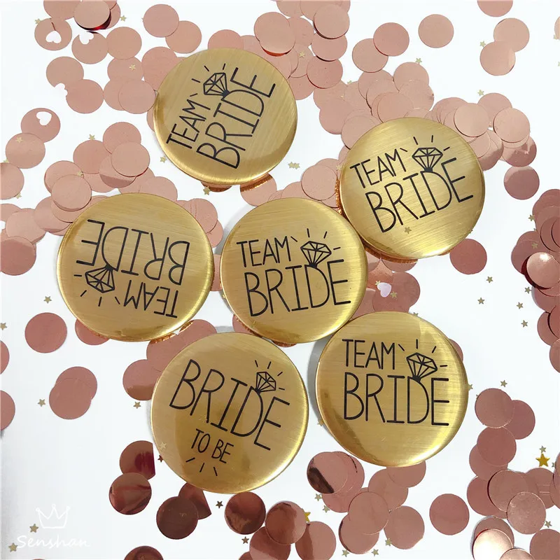 6PcsSet White Pink Gold Diamond Wedding Decoration Bride To Be Team Badge Bachelorette Party Decoration Badge ASD055 (4)