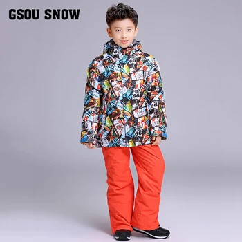 

2017 New Children's Snow Ski Suits Baby Boys Girls Outdoor Wear Hooded Jackets+Bandage Pants Kids Winter Warm Sport Coat Sets