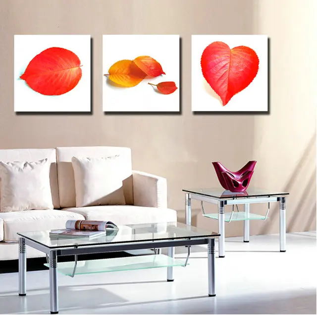 3 Панели абстрактная масляная живопись холст винтажные красные листья пейзаж