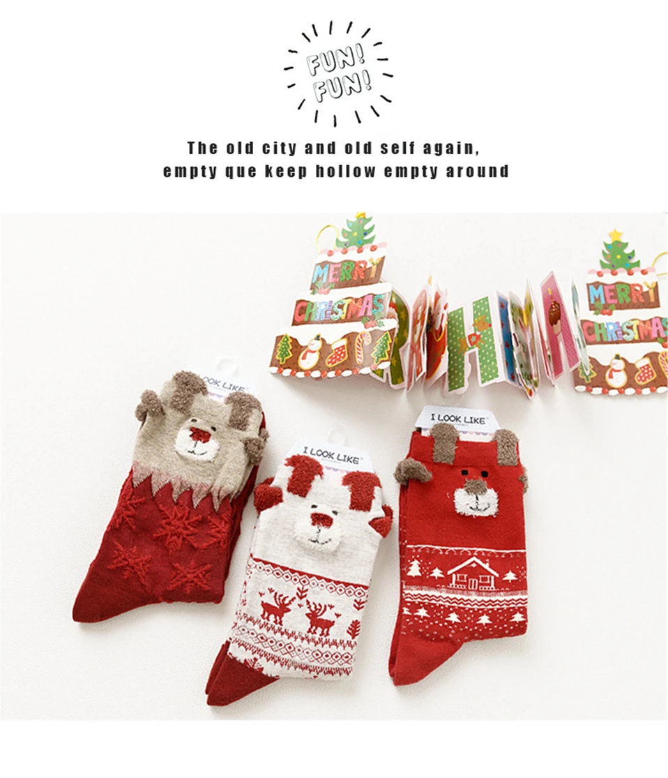 New 2018 Women Sock Winter Warm Christmas Gifts Stereo Socks Soft Cotton Cute Santa Claus Deer Socks Xmas Christmas Socks Cute (10)