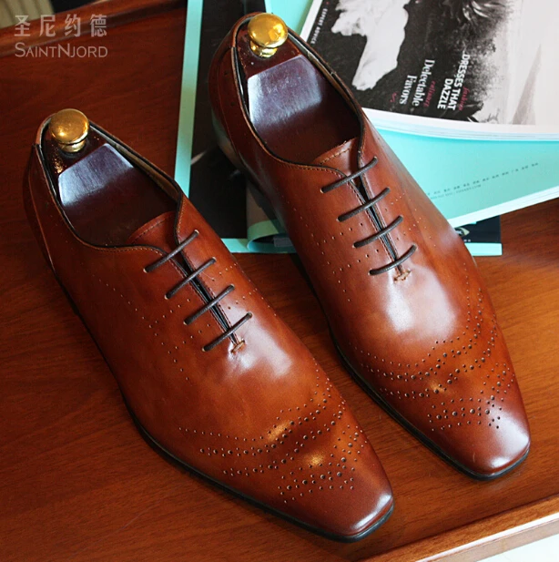 European style men's Italy handmade wedding shoes dress party shoes