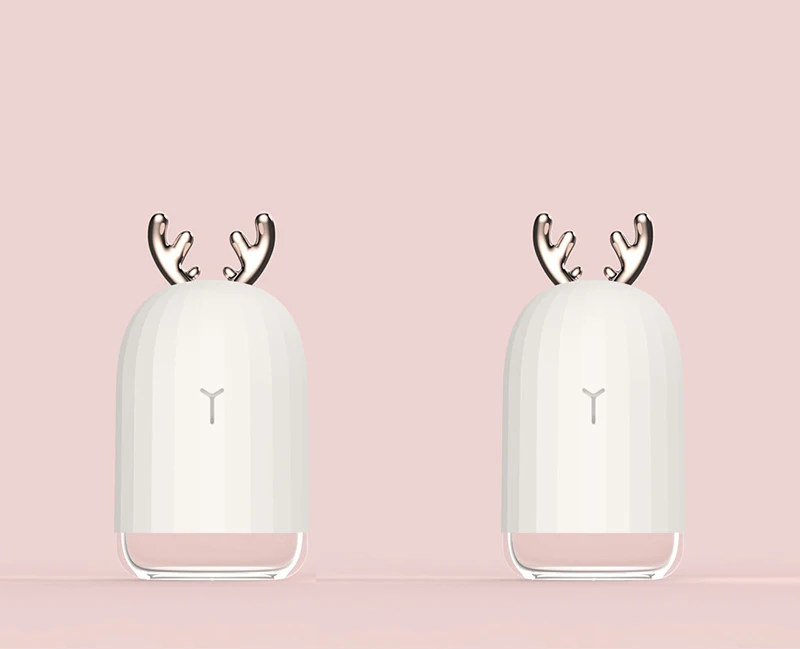 2 PCS White Deer Креативный увлажнитель с милым оленем, 220 мл, USB ночник, светильник, увлажнитель воздуха, лося, кролик, Настольный диффузор, креативные подарки - Цвет: 2 PCS White Deer