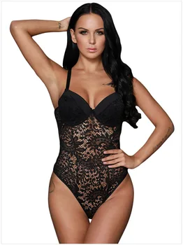 

Sexy Lingerie 2 Colors Sling Lace Mesh Slim Onesies Three-point Women Night Underwear Babydoll