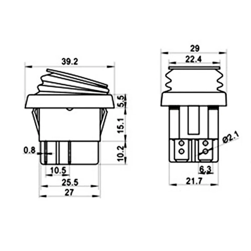 1 шт. 39*29 мм красный светодиодный KCD4 6PIN защелкивающийся переключатель