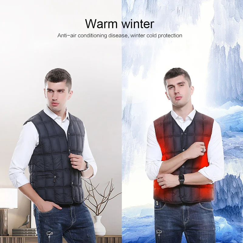 

Outdoor warm men's USB charging electric heated vest jacket clothes ski winter heating mat winter Sports fishing hunting vest