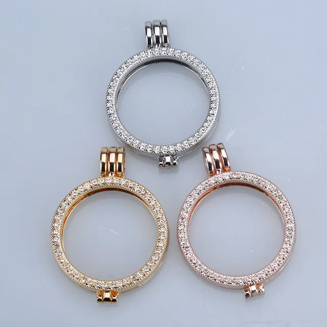 Paduan 35mm coin holder terbaru silver nada cz batu