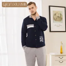 Qianxiu Winter Men’s Pajamas Thickening Polyester Mens Pyjama Sets Lounge Wear Couples Nightwear Male Sleepwear Homewear Men