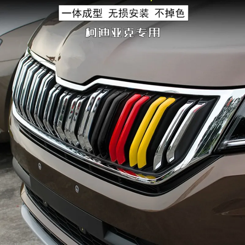 

Car-styling ABS paint in the grille decorative strip three-color 6PCS bright For SKODA KODIAQ 2017 2018