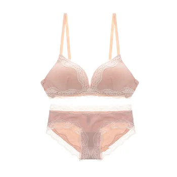 

Women's underwear without steel ring brassiere suit sexy triangular Cup Super Thin lace underwear without scar