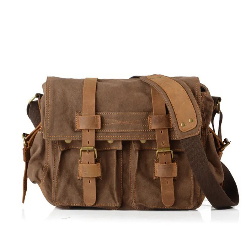 

2018 New Style Canvas Leather Crossbody Bag 8 Colors Men Military Army Vintage Messenger Bags Large Shoulder Bag Travel Bags