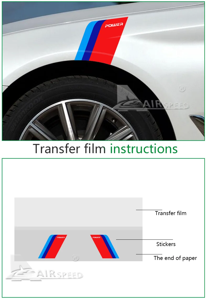 Airspeed Car Stickers M Performance Auto Sticker Side Fender decal Accessories for BMW E46 F30 E90 E60 F20 F10 E36 E39 E87 E70   (7)