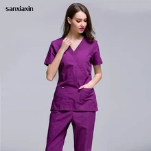 Sanxiaxin летняя с коротким рукавом Хирургическая Одежда оральная красота оральные домашние костюмы врача синий костюм для лаборатории пальто аптека униформа медсестры