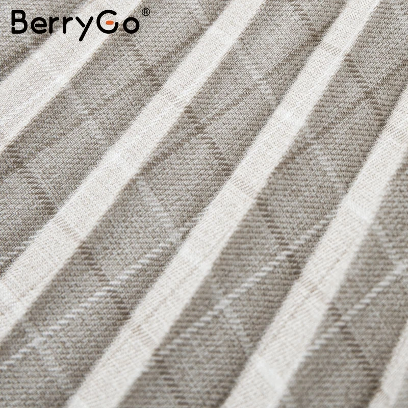 BerryGo V-образным вырезом на пуговицах ремень женское платье Элегантный блейзер плиссированные A-Line офисные женские платья с длинным рукавом осень