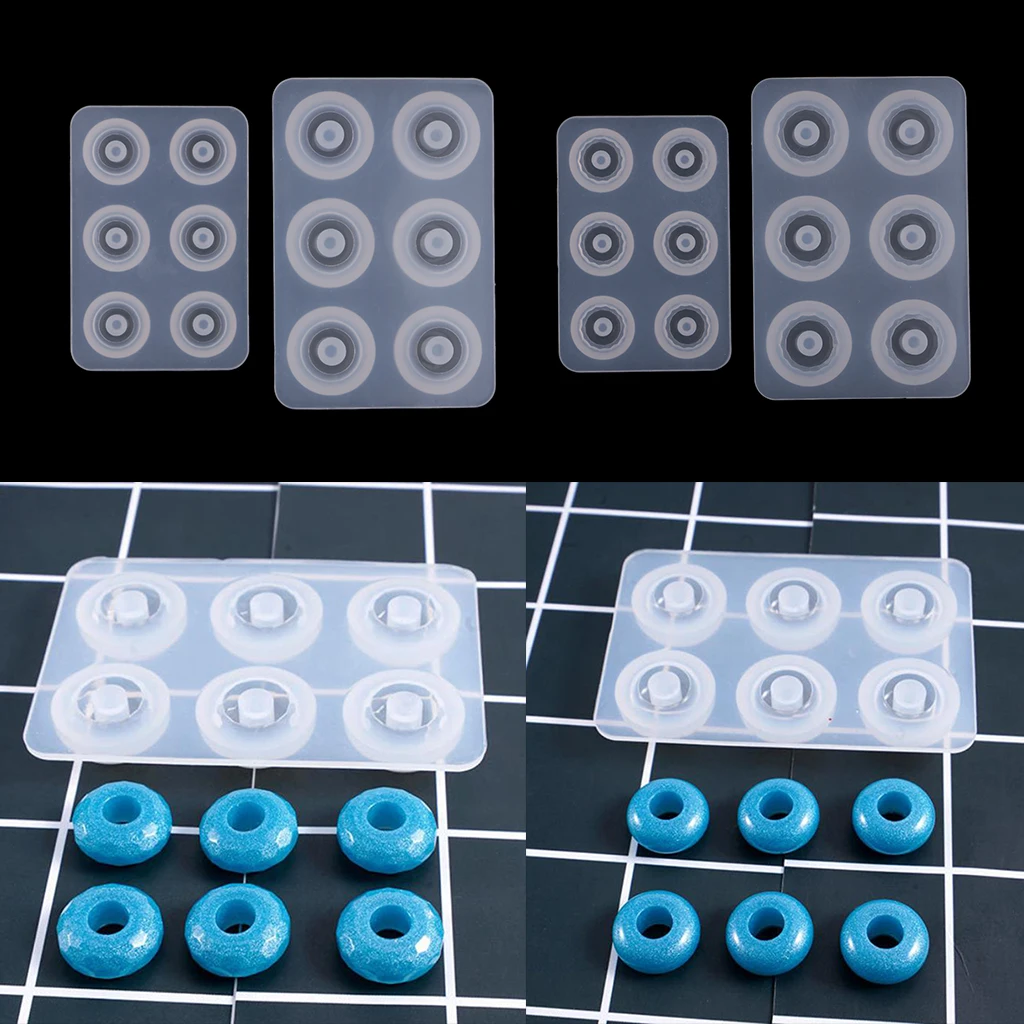 2 Pieces Large Hole Silicone Bead Mould Mold Making Resin Round Pendant Handmade Soap DIY Artificial Decorations Craft Supplies