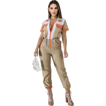 

Summer Autumn Women Jumpsuit Bodycon Playsuit Bodysuit Overalls Rompers Plus Size Patchwork Color Bandage Casual Jumpsuits
