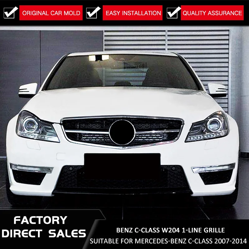 

Front grill With emblem Suitable for Mercedes Benz C Class W204 Grille One Chrome c180 c200 c230 c250 c280 c300 c350 c63 style