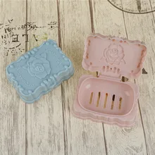 Коробка для хранения мыла в форме розы, блюдо для ванной комнаты, аксессуары, мыльница, чехол-держатель с крышкой, протекающая вода