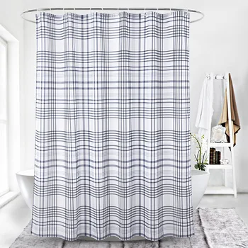 

Simple Line Lattice Shower Curtain Waterproof High Quality Polyester Fabric Bathroom Curtains Bath Screens Decorate with Hooks