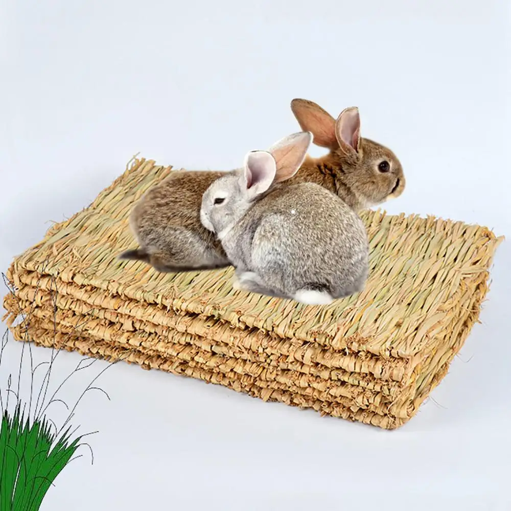 

3pcs Fashion Rabbit Grass Chew Mat Small Animal natural soft grass Hamster house Guinea Pig Cage Bed House Pad hamster
