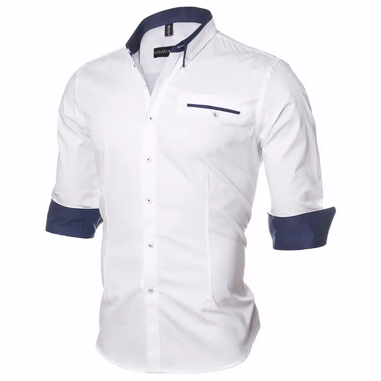 VISADA JAUNA, мужская рубашка,, одноцветная, деловая, повседневная, брендовая одежда, длинный рукав, Camisa Social Masculina 5XL N461