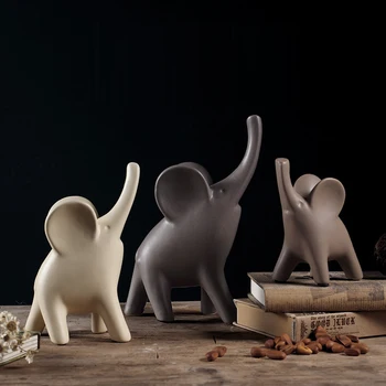

Minimalist ceramic elephant statue family home decor crafts room decoration ceramic handicraft porcelain animal figurine