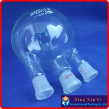 2 шт/комплект) 1000 мл 24/29 три шеей Круглый-колбу, термос круглым дном с тремя шеи, короткая шея стандартные рот земли