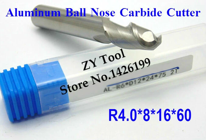

1PCS 2F R4.0*8*16*60L Aluminum Carbide Ball nose End Mill,CNC router bits, Aluminum carbide cutter,machine, CNC milling tools