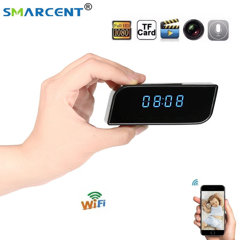 Koop Mini Camera Klok HD 1280x720 Nachtzicht Camcorder Draadloze WiFi Mini DV DVR Video Recorder Camcorder Wekker gizli kamera