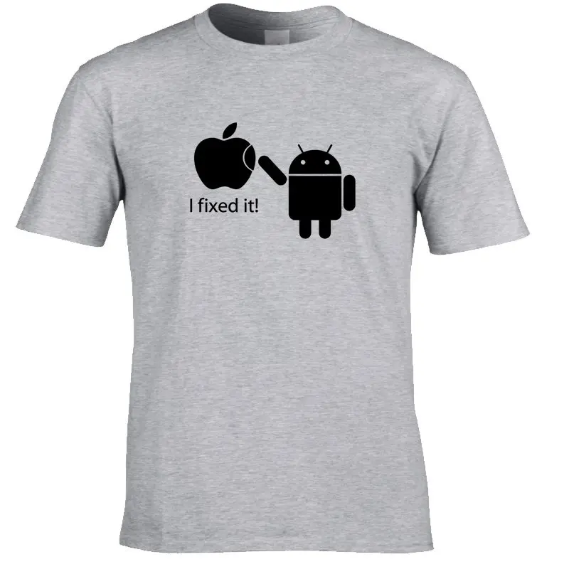 COOLMIND FU0116A, хлопковые мужские футболки, Android Robot, Мужская футболка, Apple Humor Logo, с принтом, забавная футболка, короткий рукав, футболки - Цвет: GREY