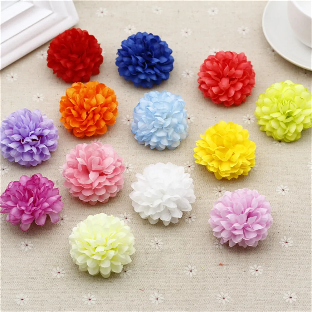 

new 10pcs Silk Artificial Carnation PomPom Flowers Head For Wedding Car Decoration DIY Decorative Floristry Supplies Flowers