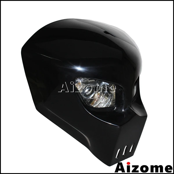 Черный череп фара Streetfighter мотоциклетная передняя фара на заказ маска обтекатель для Kawasaki Suzuki Yamaha уличный велосипед