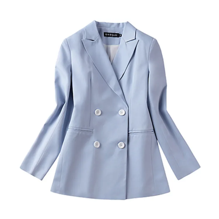 Spring 2019 Star Suit with The Same Suit, Cotton and Hemp Suit Jacket Women Jackets and Coats Button Notched Double Breasted