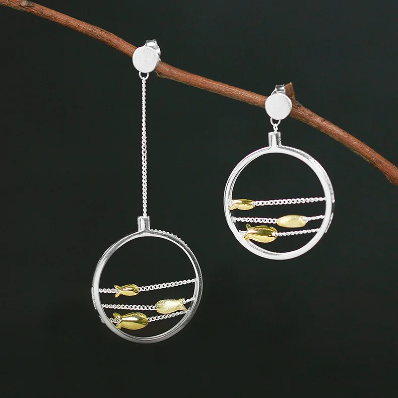 INATURE 925 Sterling Silver Cute Fish Drop Earrings for Women Fashion Statement Jewelry