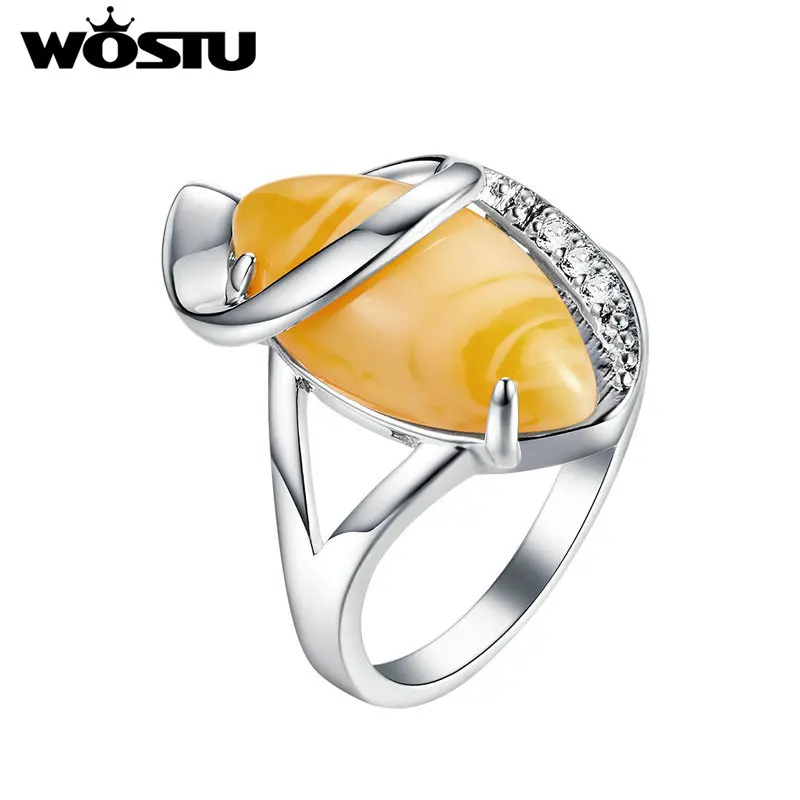 

WOSTU Vintage Golden The Tear Of Tree Rings For Women Style Resin Ring Wedding Engagement Luxury Fashion Party Jewelry FFR206