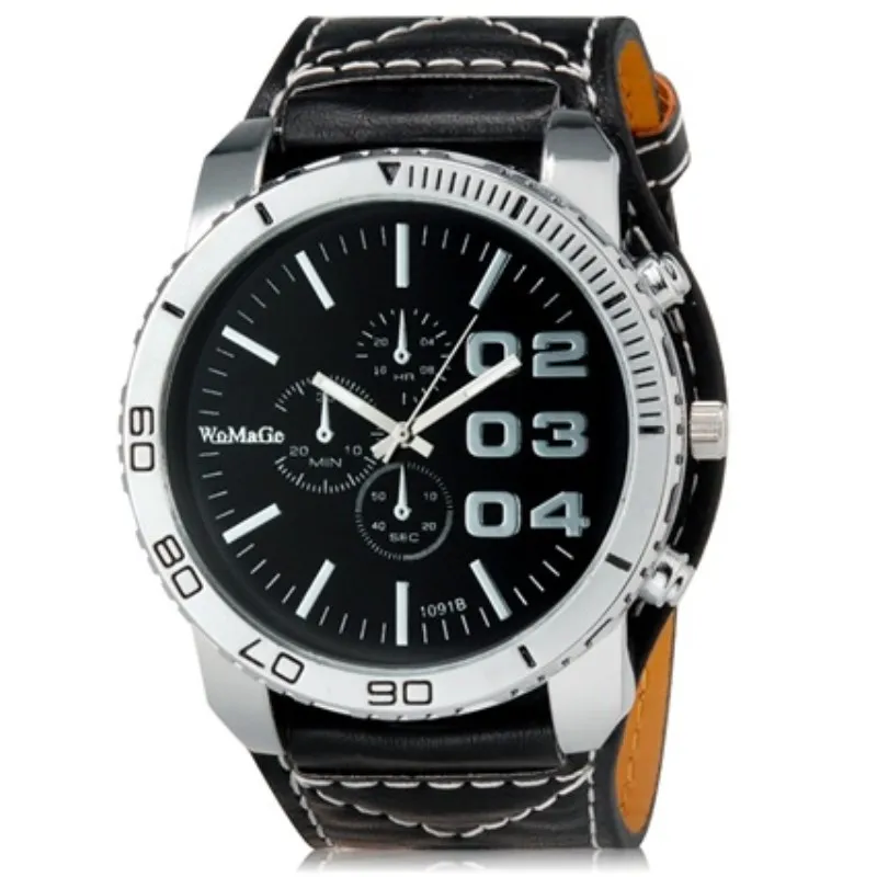

WoMaGe Women's Fashionable Large Dial Analog Sports Watch Wrist Watch with Wide Faux Leather Band 0150