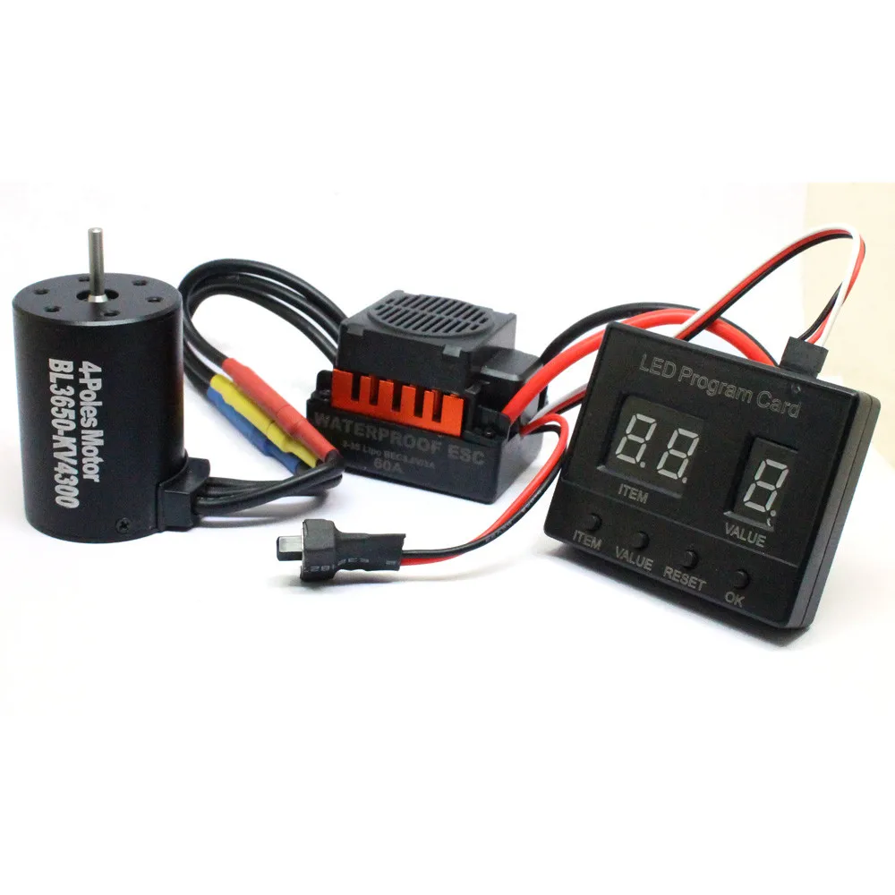 

BL3650 4300KV Brushless Motor+60A ESC+LED Program Card Combo For 1/10 RC Car #BZ