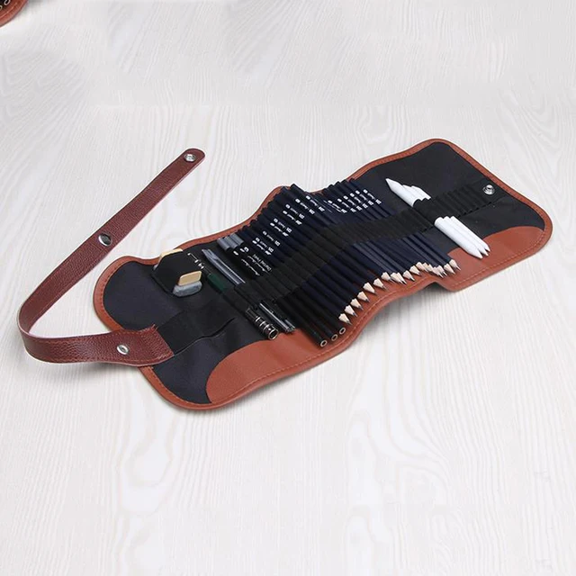 1 set mulitfunctional sketch pencil canvas pencil holder set for