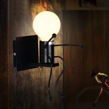 

Industrial Retro LED Wall Lamps Vintage Wall Light Bedroom Personality Little People Wall Indoor Lighting Metal LED Bedside Lamp