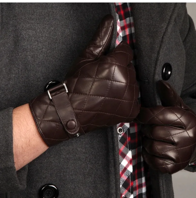 2017 зимние перчатки мужские толстые овчины мужские перчатки из натуральной кожи мужские теплые черные кожаные кашемир мех перчатки M6647