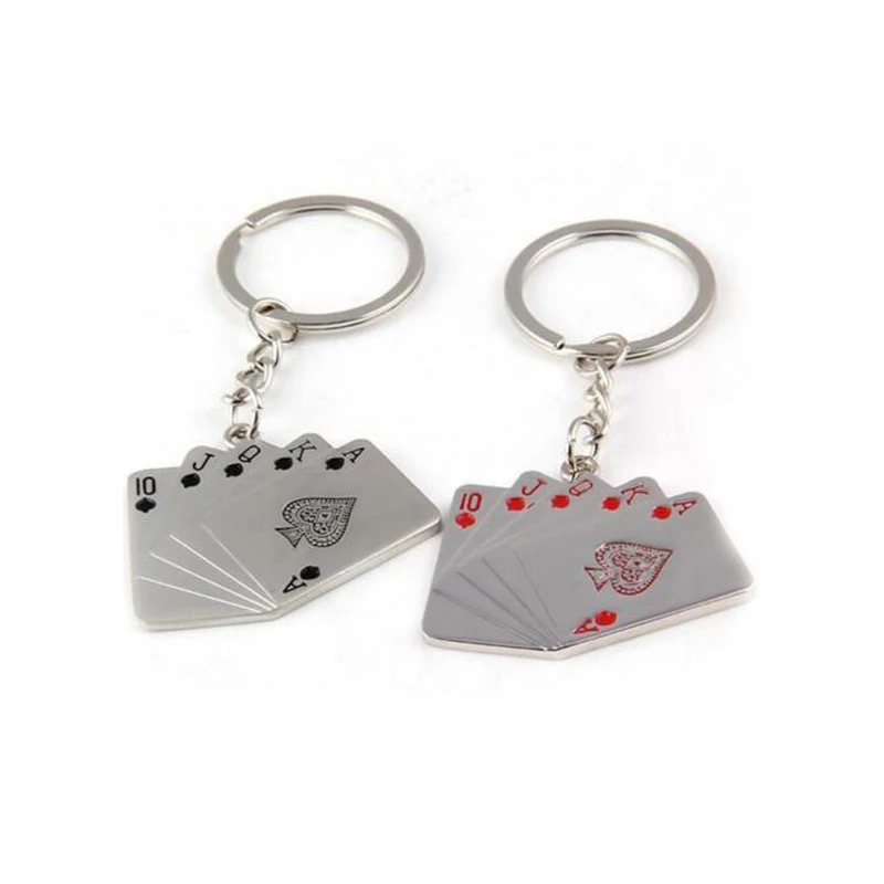 Keychain Ring Gift Silver alloy Keyfob Keyring Creative Poker Keyfob