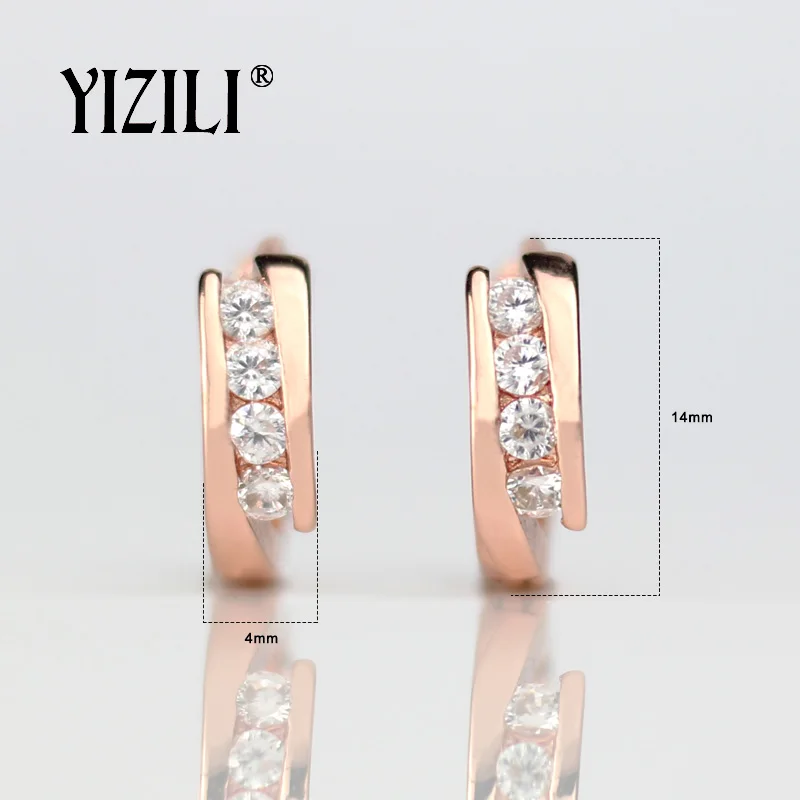 Серьги подвески YIZILI из розового золота 585 пробы с натуральным